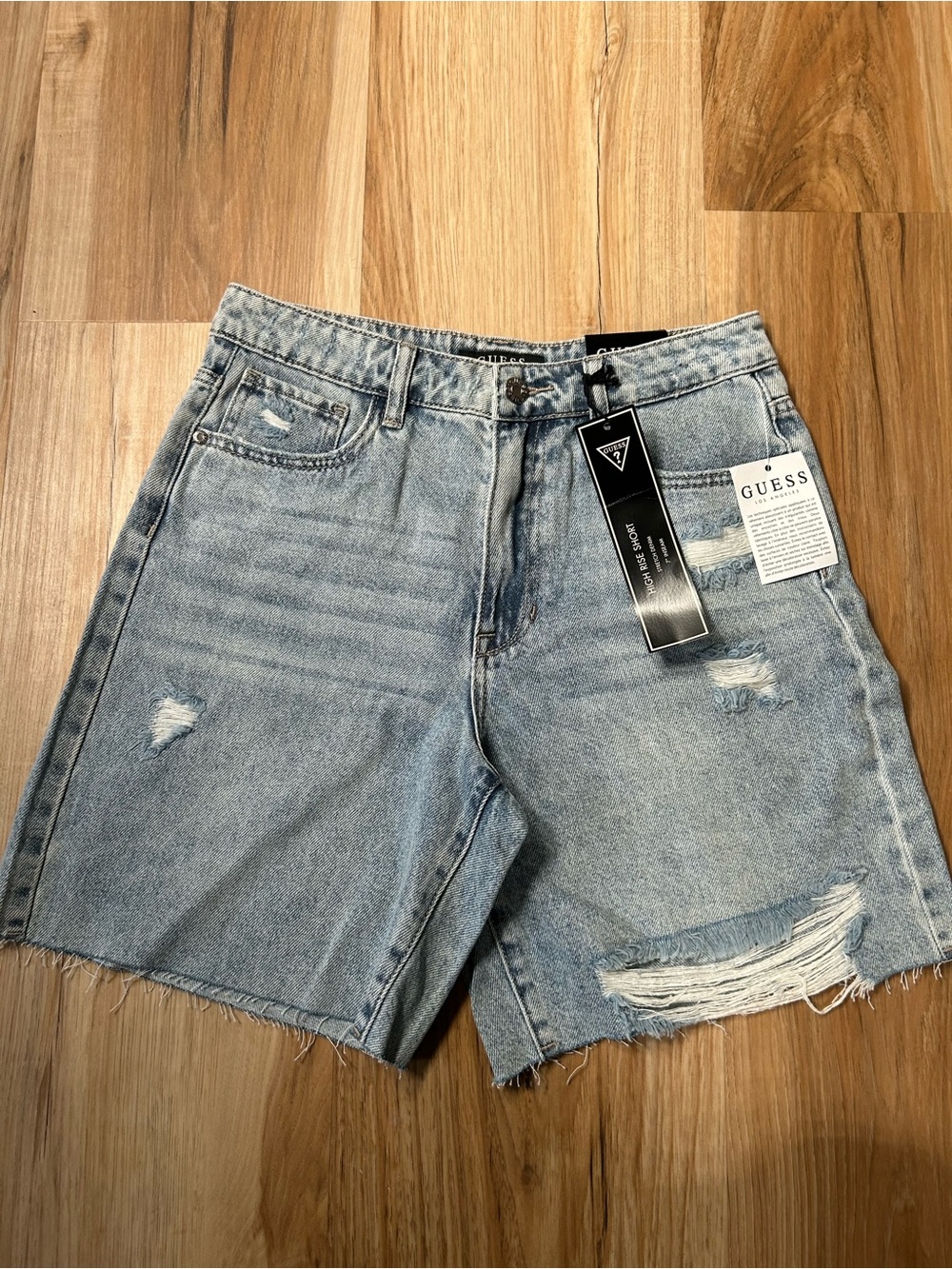 GUESS Light Wash Distressed Denim Shorts